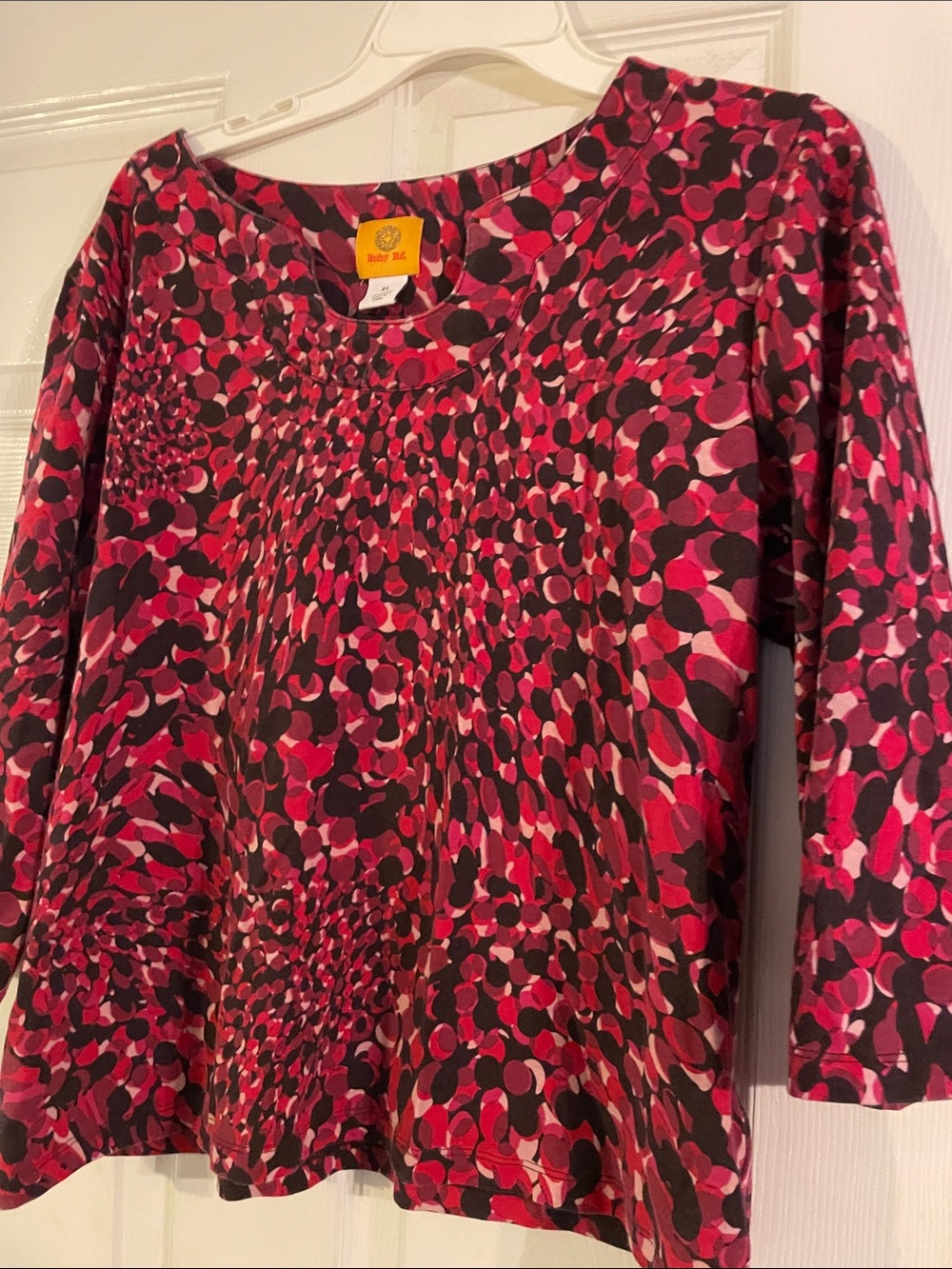 Ruff Hewn Magenta and Black Multi-Print Long Sleeve Top